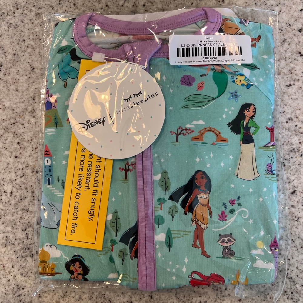 NWT! Little Sleepies x Disney Princess Dreams 6-12 months - Picture 2 of 5